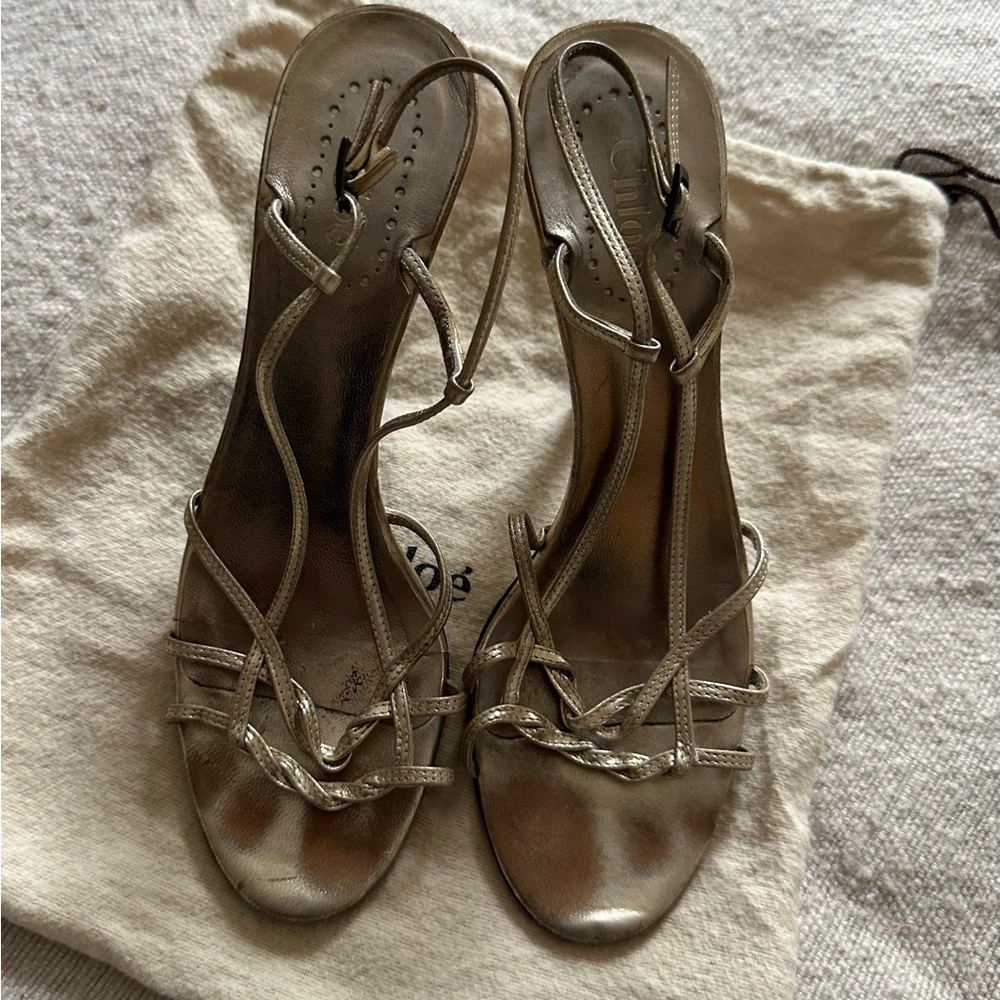 Vintage CHLOÉ Gold Strappy Women's Sandals - Sz 6.5